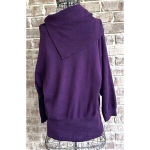 Vintage Tweeds Womens Merino Wool Sweater XL Purple Cowl Neck Business Casual